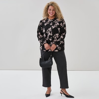 Women+ Printed Puff Sleeve Shirt - Pink