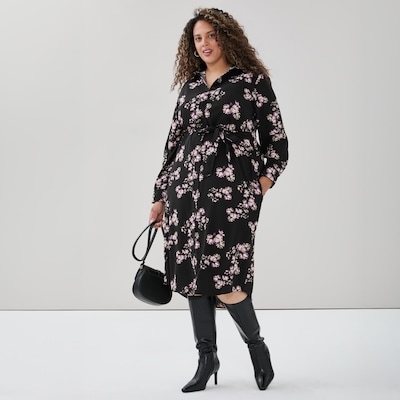 Women+ Printed Midi Shirt Dress - Pink