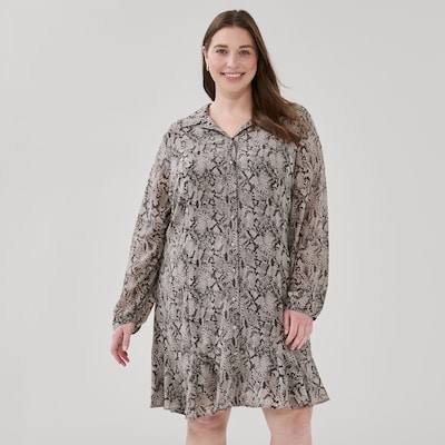 Robe chemisier imprimée à manches longues Femmes+ - Gris