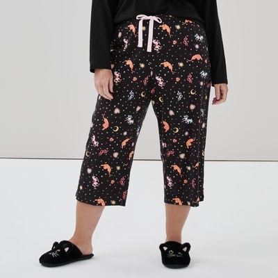 Women+ Printed Cropped Sleep Pant - JF Black