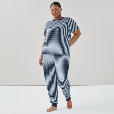 Women+ Printed T-Shirt Set - Navy