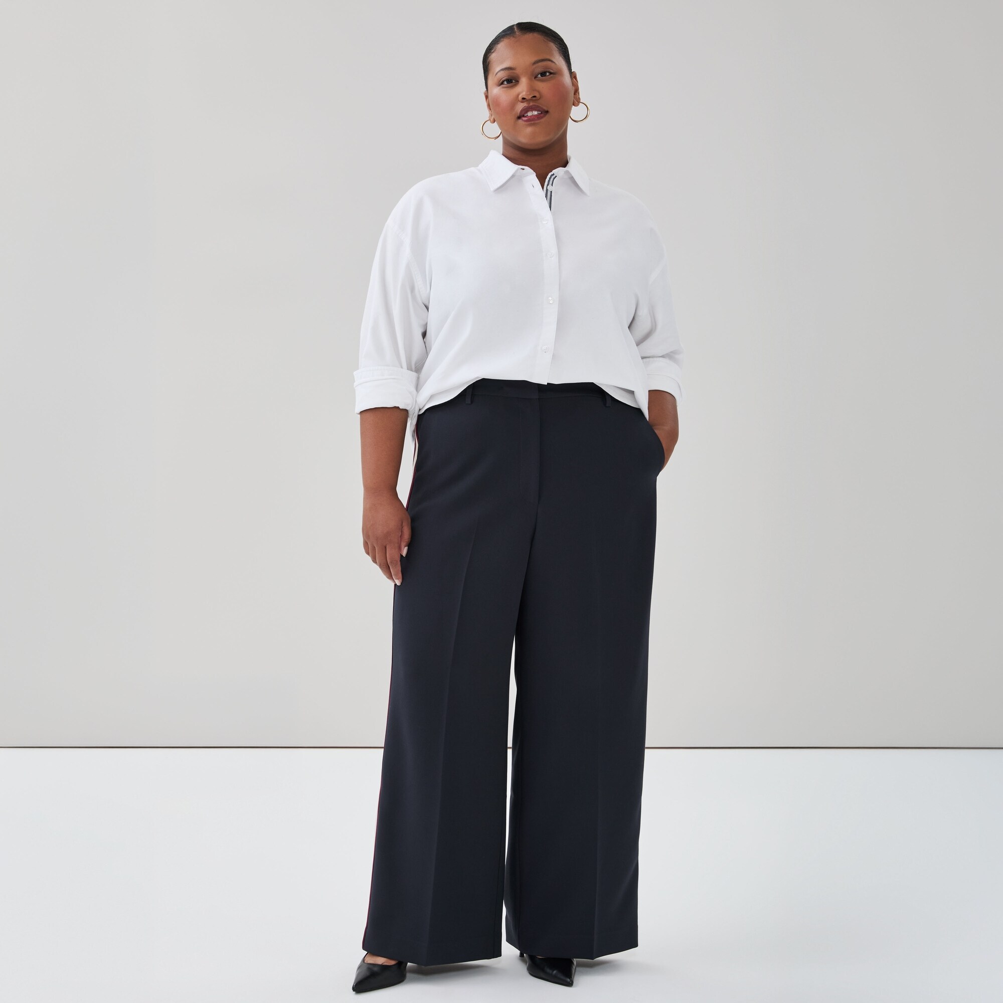 Women+ Side Striped Wide Leg Pant