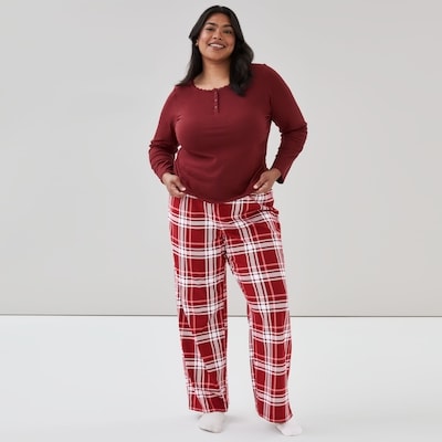 Haut de nuit à col boutonné Femmes+ - Rouge Foncé