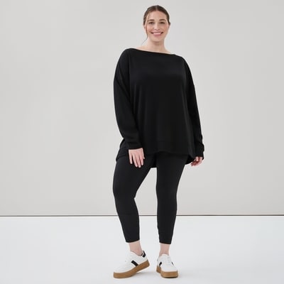 Chandail sport en tricot à encolure bateau Femmes+ - Noir
