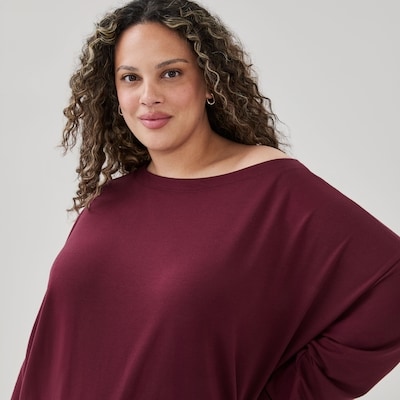Women+ Active Boat Neck Sweater - Maroon