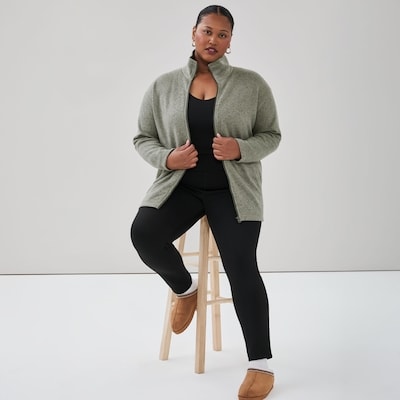 Women+ Active Fleece Zip-Up Jacket - Dark Green Mix