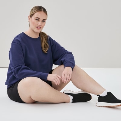 Chandail ras du cou sport en molleton Femmes+ - Marine foncé