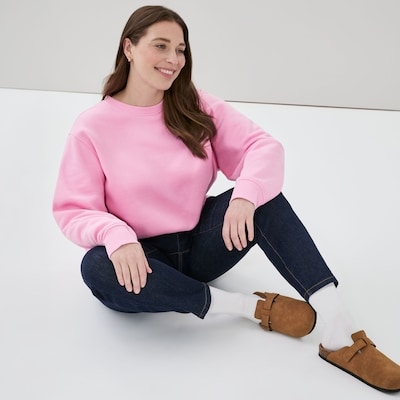 Chandail ras du cou sport en molleton Femmes+ - Rose