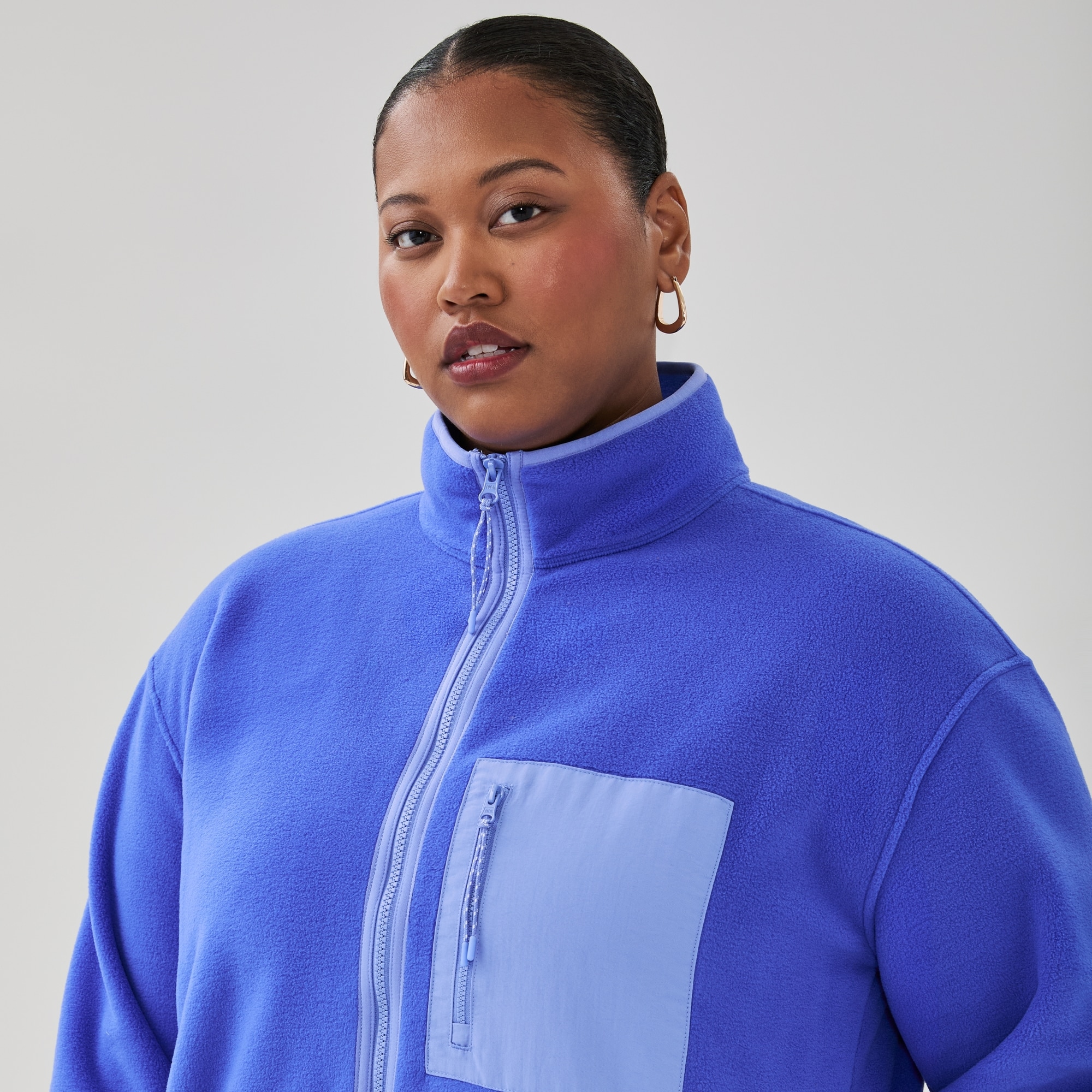 Women+ Active Polar Fleece Jacket in Bright Blue from Joe Fresh