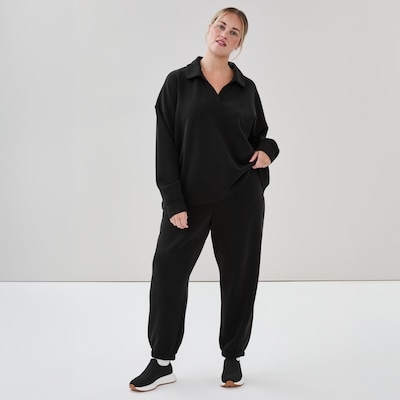 Women+ Active SoftWash Polo Sweatshirt - Black