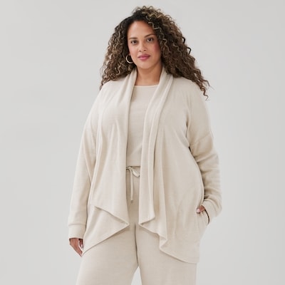 Women+ Active Open Front Cardigan - Brown Mix