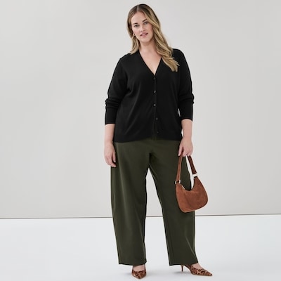 Women+ V-Neck Cardigan - JF Black