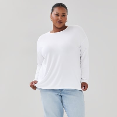 Women+ Relaxed Fit Long Sleeve Top - White