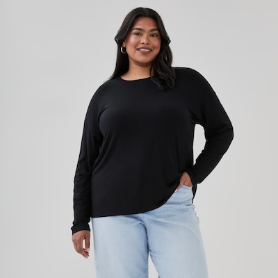 Women+ Relaxed Fit Long Sleeve Top - JF Black