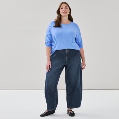 Women+ Relaxed Fit Long Sleeve Top - Bright Blue