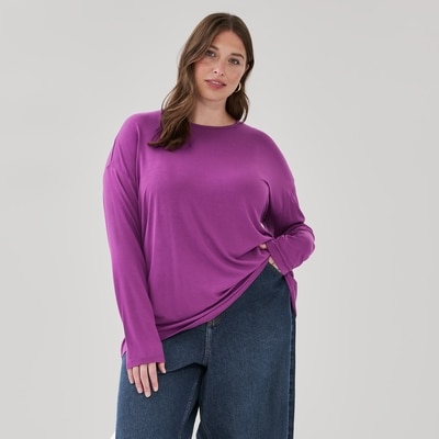 Women+ Relaxed Fit Long Sleeve Top - Purple