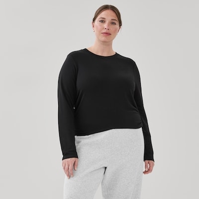 Haut sport cintré à manches longues Femmes+ - Noir