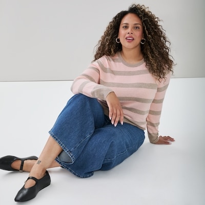 Chandail en coton et cachemire mélangé Femmes+ - Taupe