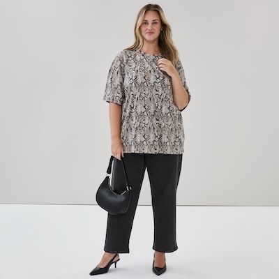 Women+ Printed Oversized T-Shirt - Grey