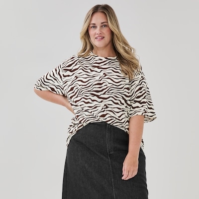Women+ Printed Oversized T-Shirt - Dark Brown