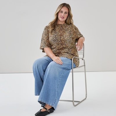 Women+ Printed Oversized T-Shirt - Brown