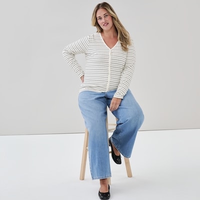 Cardigan à rayures Femmes+ - Crème