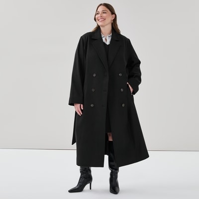 Women+ Double Breasted Trench Coat - JF Black
