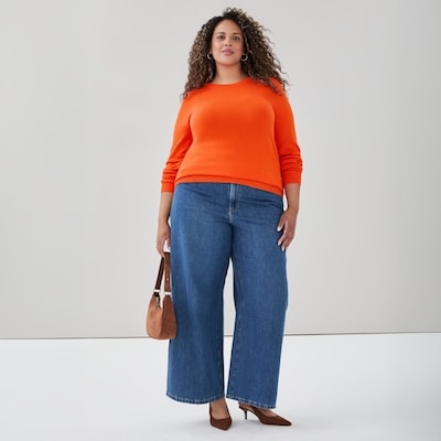 Women+ Cotton Cashmere Blend Sweater - Bright Orange