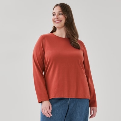 Women+ Classic Fit Long Sleeve Top - Dusty Red