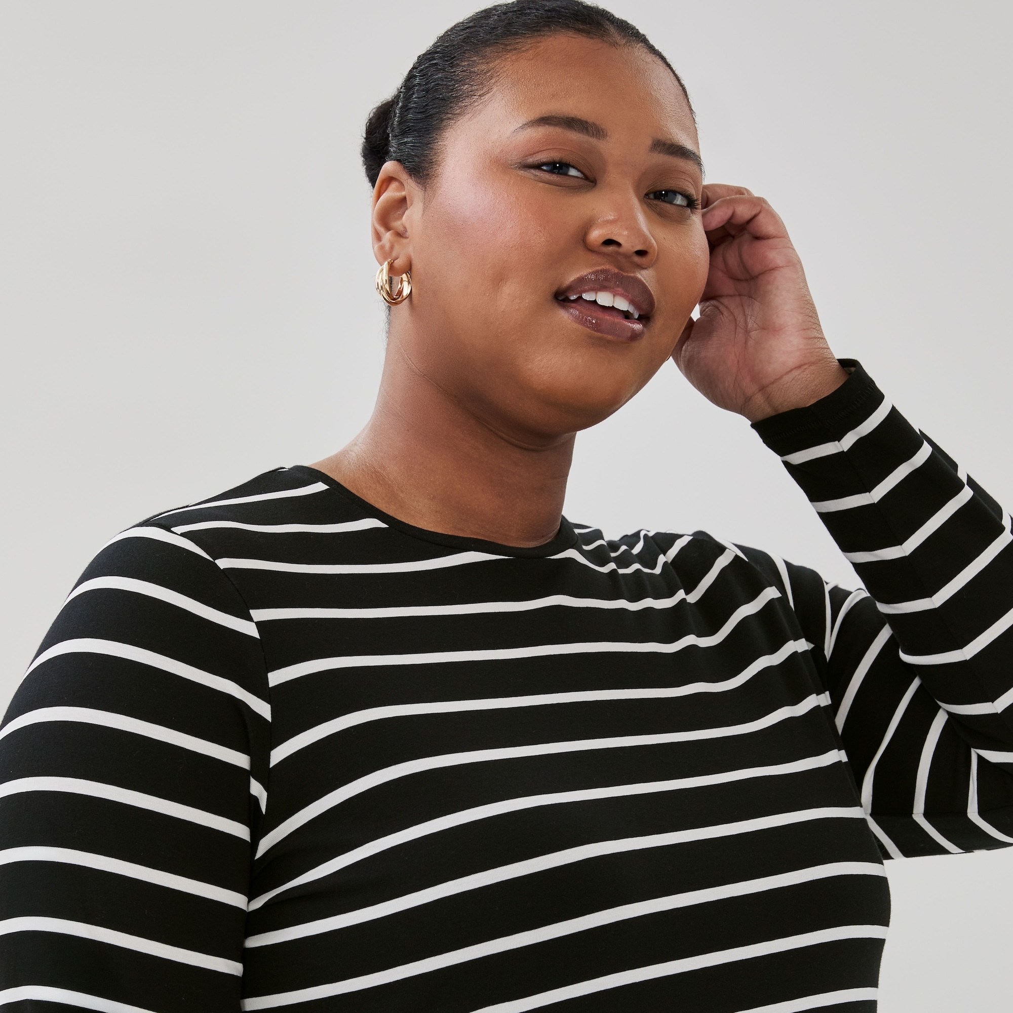 Women+ Striped Classic Fit Long Sleeve Top