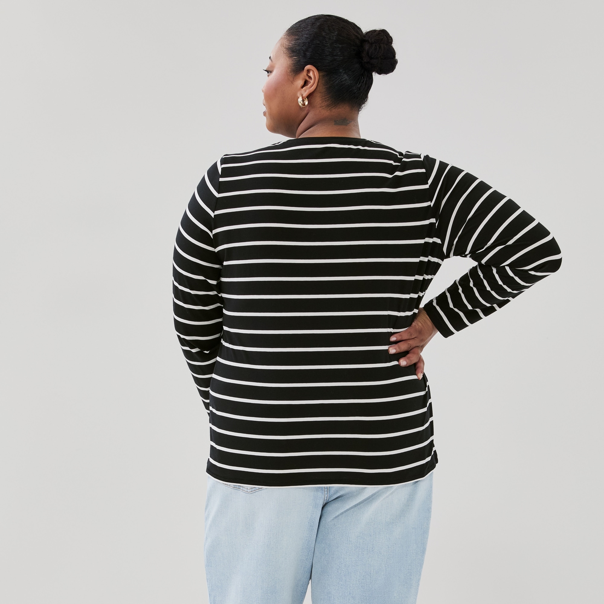 Women+ Striped Classic Fit Long Sleeve Top