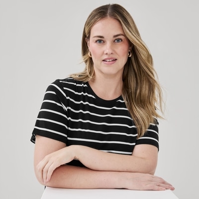 Women+ Crewneck Striped T-Shirt - Black