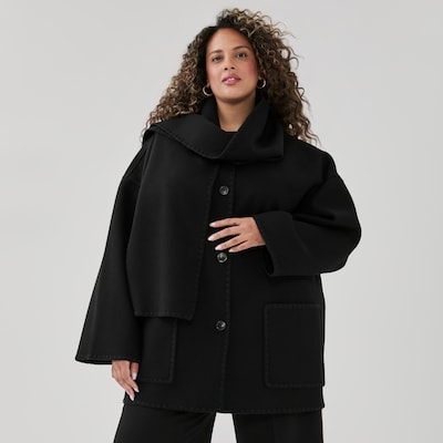 Women+ Melton Scarf Coat - JF Black