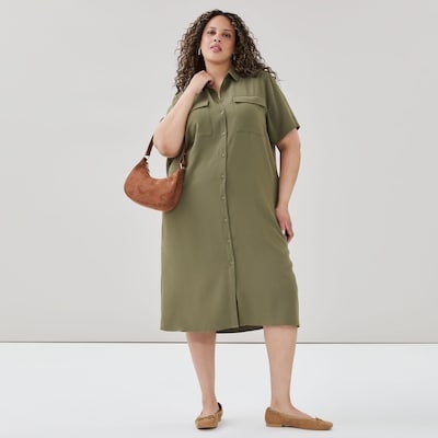 Robe chemisier en crêpe Femmes+ - Vert Kaki