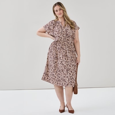 Robe imprimée en crêpe Femmes+ - Brun Pâle