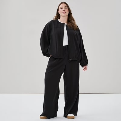 Women+ Oversized Bomber Jacket - JF Black