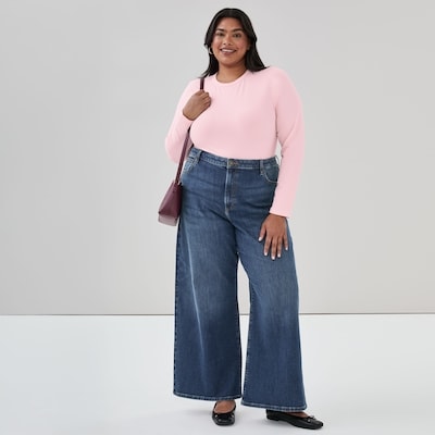 Haut ras du cou à manches longues Femmes+ - Rose pâle