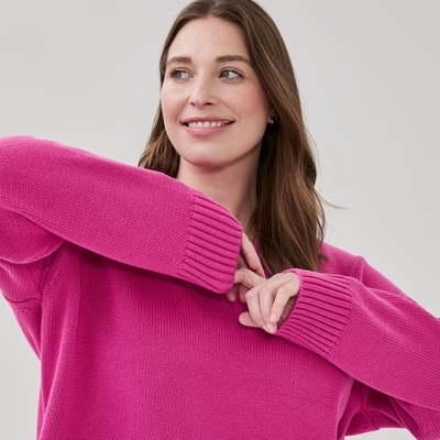 F6WP078616 SW PULLOVER,2X,PINK - Bright Pink