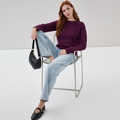 Cardigan à mailles ajourées - Marron