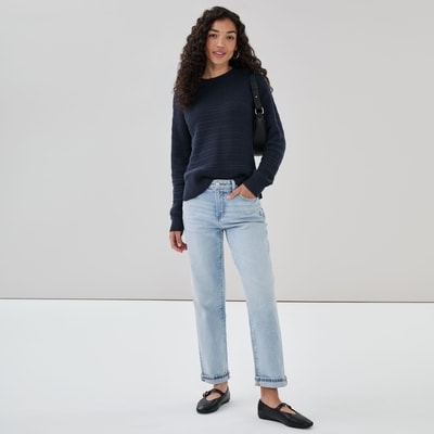 Open Knit Sweater - Dark Navy