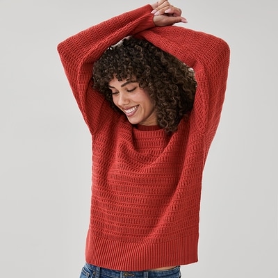 Open Knit Sweater - Dusty Red