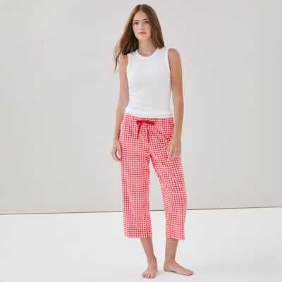 Printed Cropped Sleep Pant - Red
