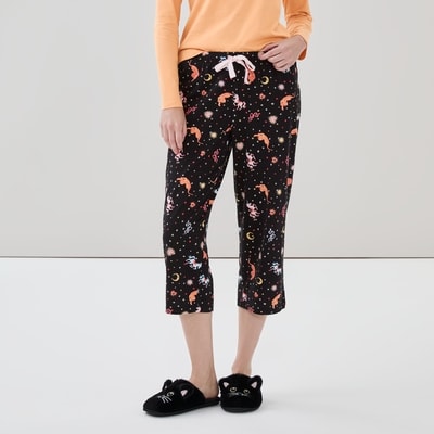 Printed Cropped Sleep Pant - JF Black