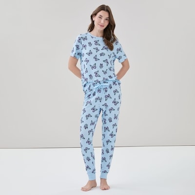 Ensemble avec t-shirt imprimé - Bleu