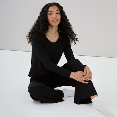 Pantalon de nuit à jambe large - Noir