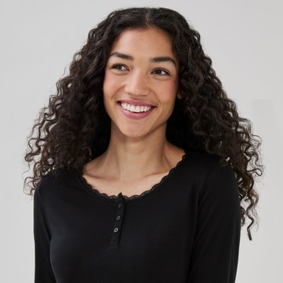 Henley Sleep Top - JF Black