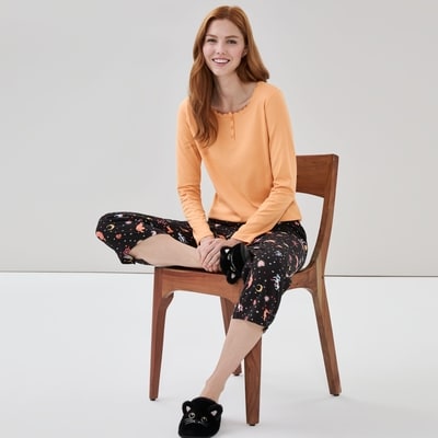 Haut de nuit à col boutonné - Or