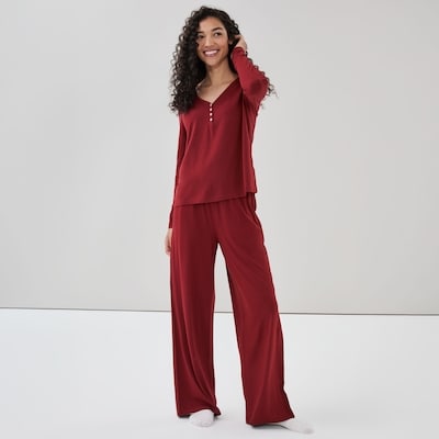 Henley Lounge Set - Dark Red