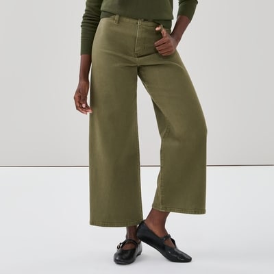Wide Leg Jean - Khaki Green