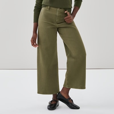 Wide Leg Jean - Khaki Green
